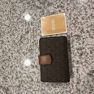 Michael Kors Dark Brown Wallet with Tan Accent